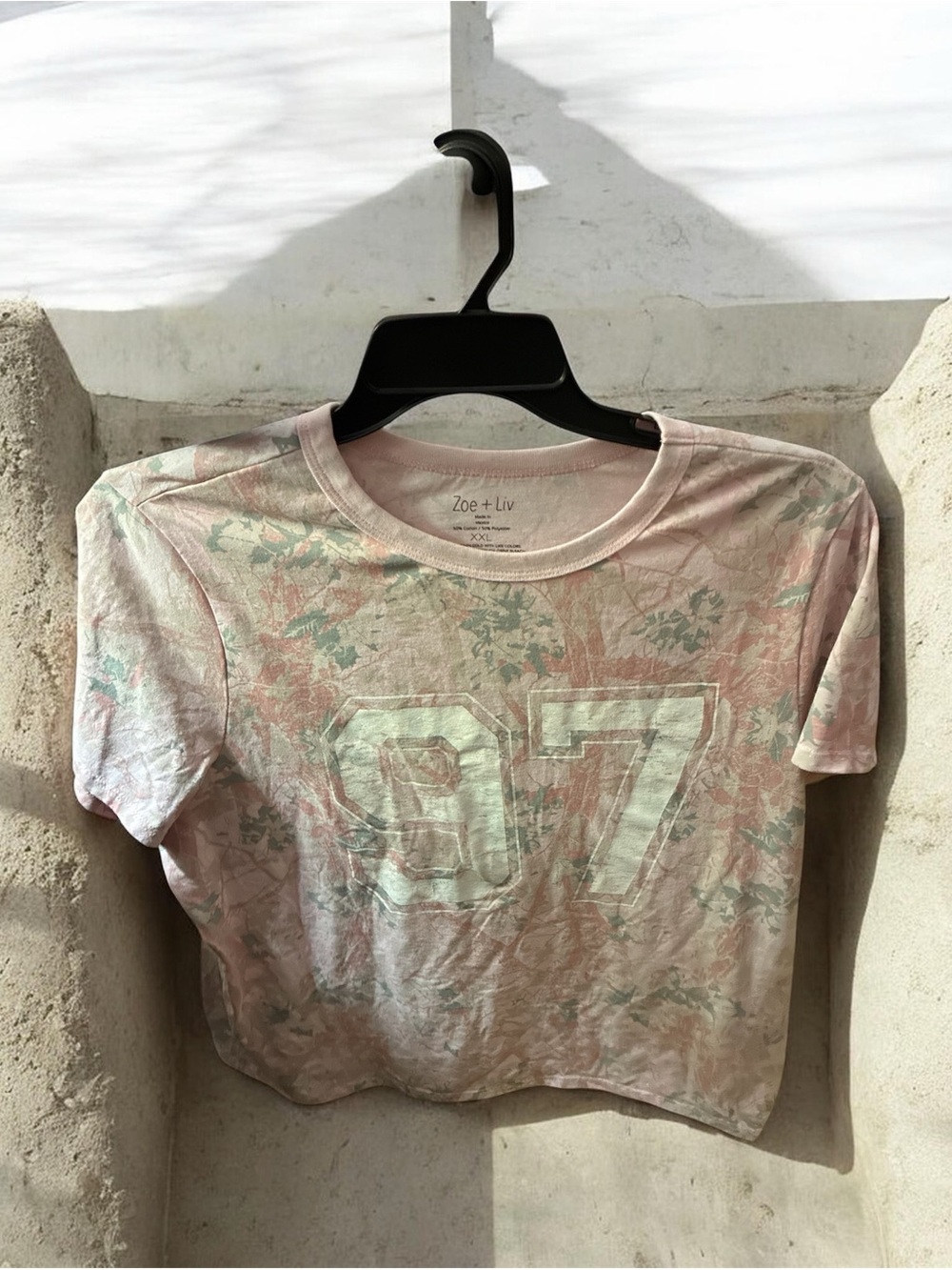Zoe + Liv Pastel Pink Floral '87 Crop Tee